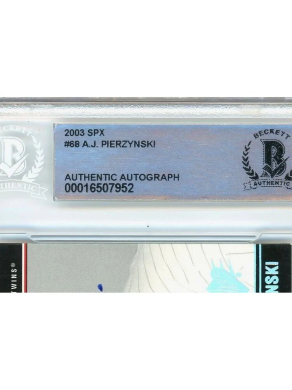 A.J. Pierzynski Signed 2003 Upper Deck SPx #68 Twins Baseball Card BAS Slab
